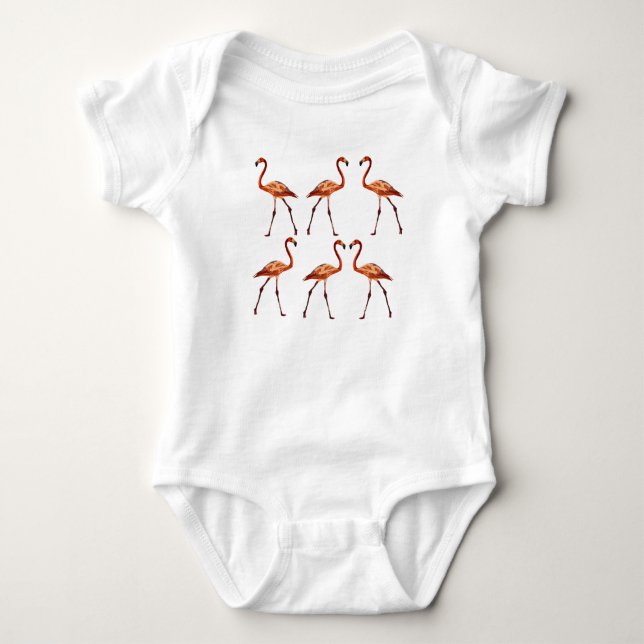 T-shirts Flamingo Bird Bebê Jérsei Bodô (Frente)
