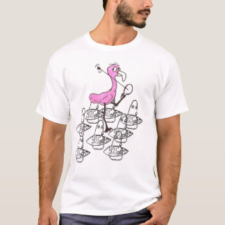 T-shirts flamingo contra a criatura