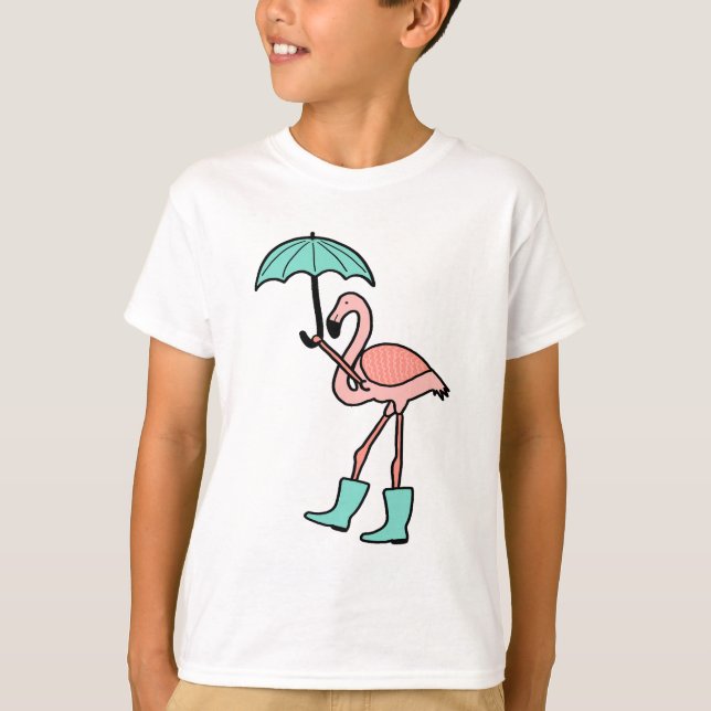 T-shirts Flamingo que guardara o guarda-chuva e que veste (Frente)