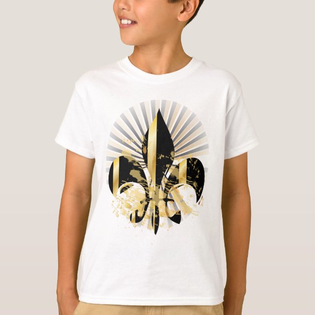 T-shirts Fleur de Lis, preto e Dourado (Frente)