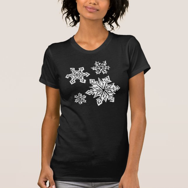 T-SHIRTS FLOCOS DE NEVE PRETO E BRANCO (Frente)