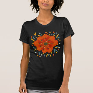 T-shirts Flor alaranjada lunática decorativa