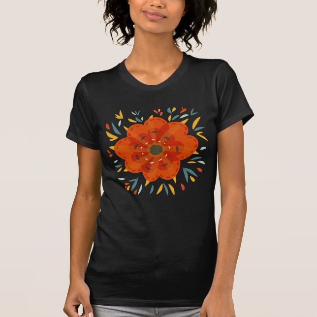 T-shirts Flor alaranjada lunática decorativa (Frente)