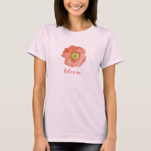 T-shirts Flor alaranjada vermelha da flor da aguarela da