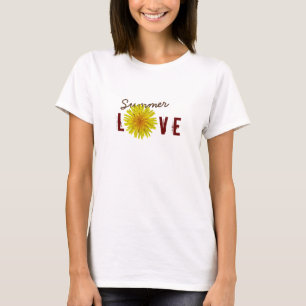 T-shirts Flor amarela feliz do amor do verão