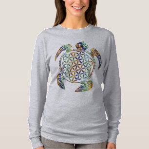 T-shirts Flor da Vida / Blume des Lebens - cor de tartaruga