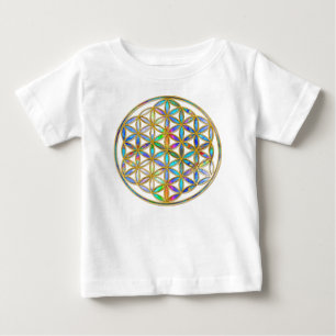 T-shirts Flor da Vida / Blume des Lebens - cor dourada