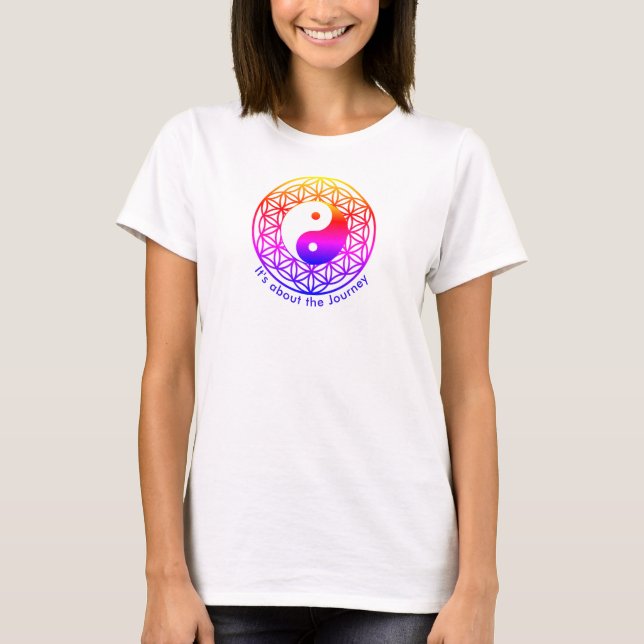 T-shirts Flor da Vida /yin-yang / É sobre a Viagem (Frente)