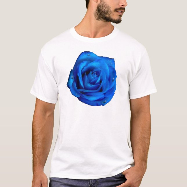 T-shirts Flor de chuva com Rosa azul bonito (Frente)