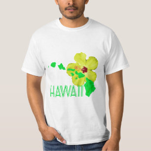 T-shirts Flor de Hibiscus Ilha do Havaí Verde