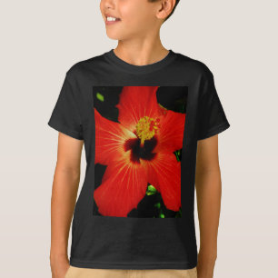T-shirts Flor de Hibiscus Vermelho Brilhante