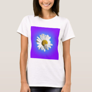 T-shirts Flor de Margarida Branca Gradiente Azul Roxo