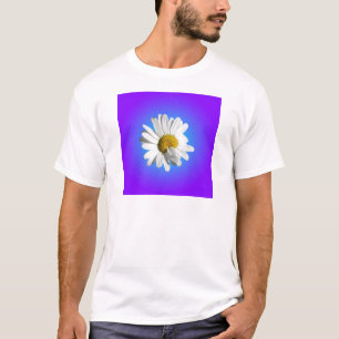 T-shirts Flor de Margarida Branca Gradiente Azul Roxo