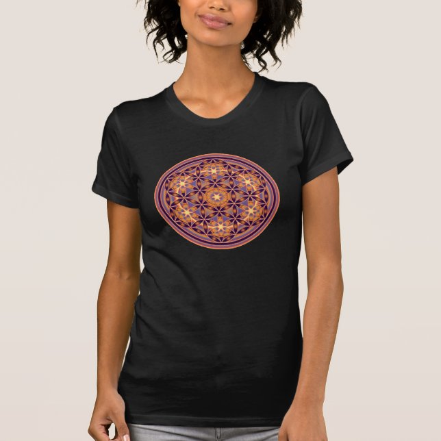 T-shirts Flor De Vida - Estilo De Botão 02 (Frente)