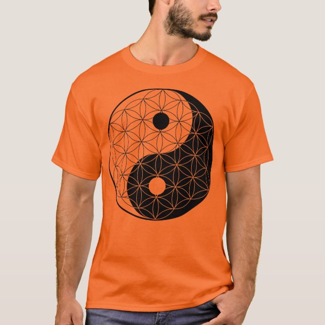 T-shirts Flor de Yin Yang da vida (Frente)