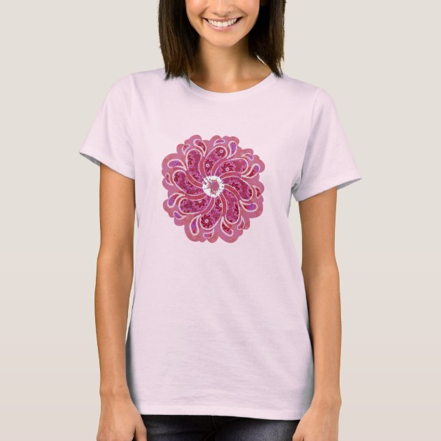 T-shirts Flor e denim cereja vermelha designer superior (Frente)