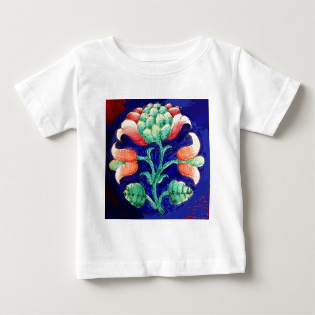 T-SHIRTS FLOR ESTILIZADO/PINCO VERMELHO VERDE AZUL FLORAL (Frente)