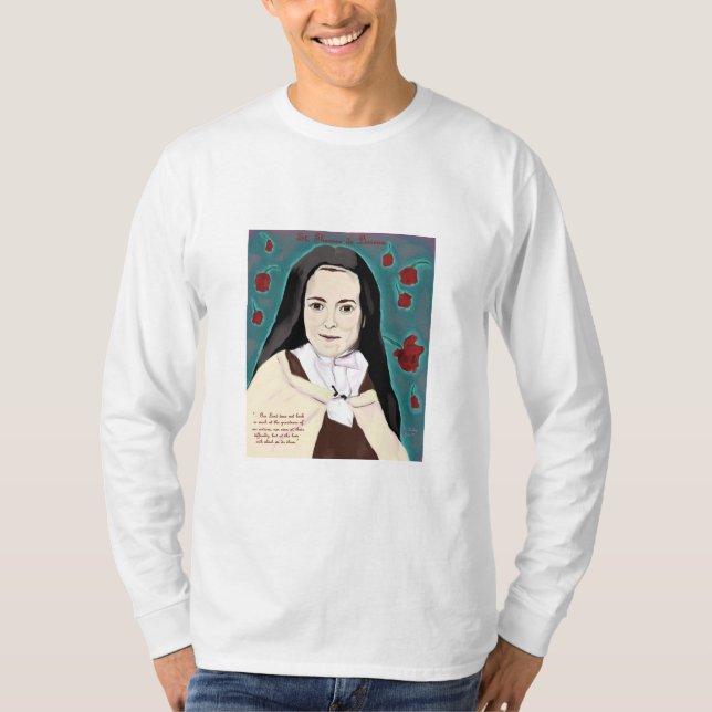 T-shirts Flor pequena o branco longo-sleeved do T (Frente)