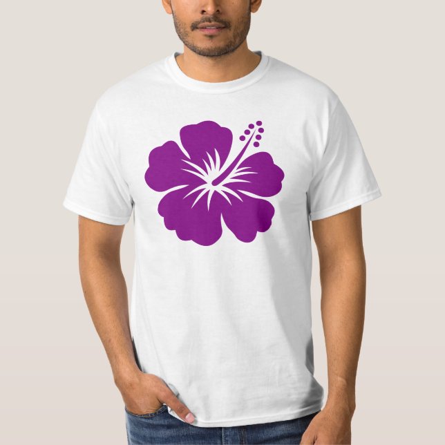 T-shirts Flor roxa do hibiscus aloha (Frente)