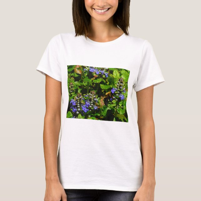 T-shirts Flor Roxo e Abelhas (Frente)
