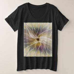 T-shirts Floral Fantasy Dourada Eggplant Abstrato Art Fract