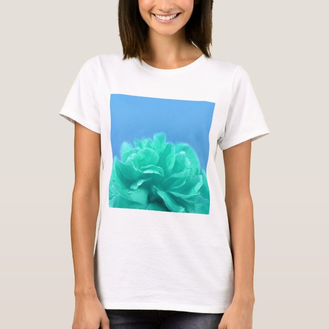 T-shirts Floral Verde Azul Colorida (Frente)