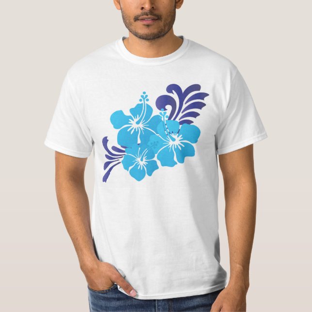 T-shirts Flores azuis do hibiscus de Havaí (Frente)
