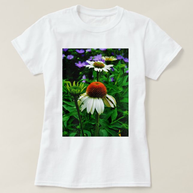 T-shirts Flores brancas e laranja (Frente do Design)