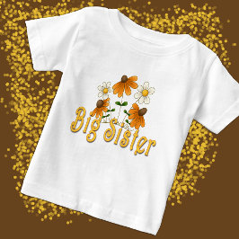 T-shirts Flores brancas laranja-brancas da Big Sister