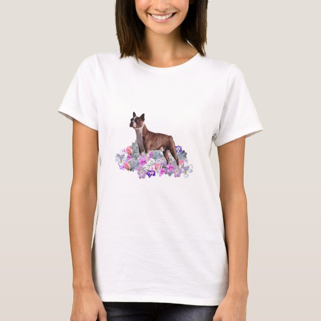T-shirts Flores de Boston Terrier (Frente)