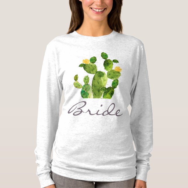 T-SHIRTS FLORES DE CACTUS DE DESERTO DE ÁGUA VERDE BRIDE (Frente)
