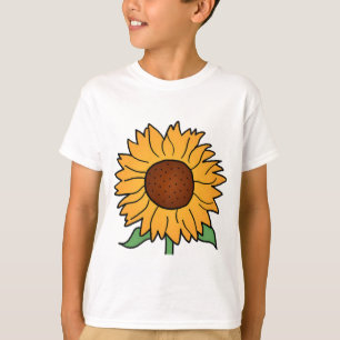 T-shirts Flores de Desenho Animado, Girassol Floral de Verã