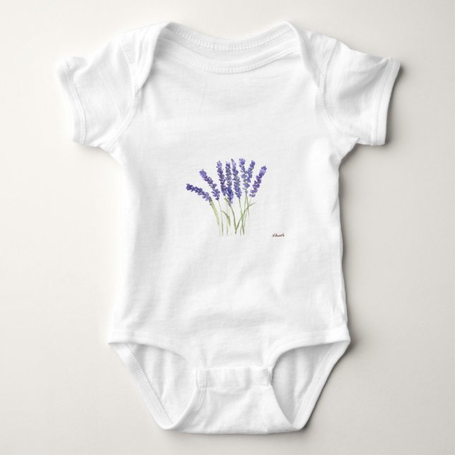T-shirts Flores de lavanda Água-forte floral roxa Fofa (Frente)