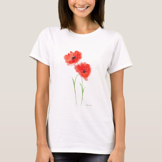 T-shirts Flores de papoila vermelhas (Frente)