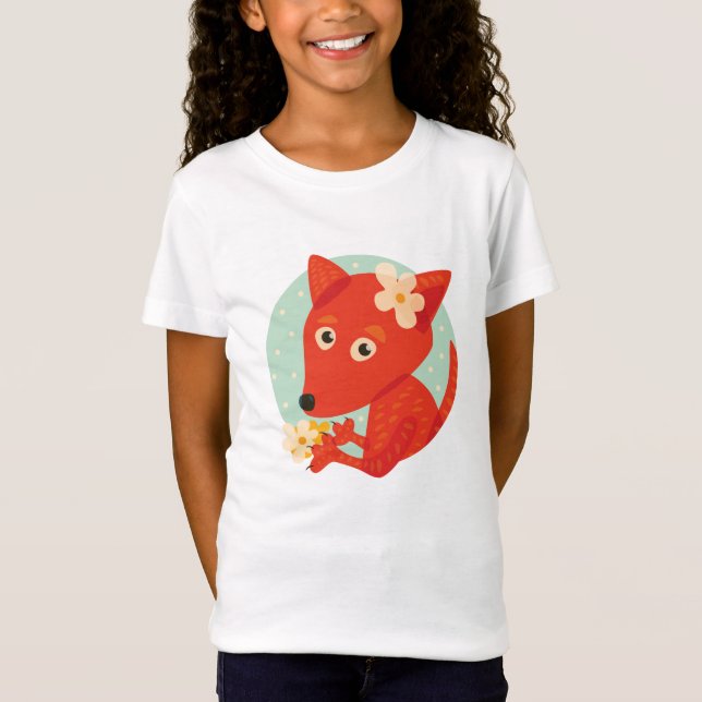 T-shirts Flores e menina bonito do Fox (Frente)