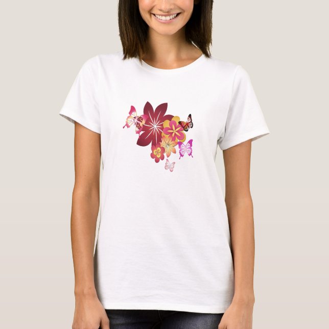 T-shirts Flores em Borboletas (Frente)