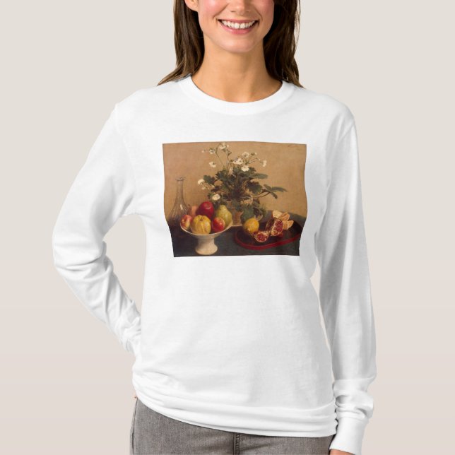 T-shirts Flores, prato com fruta e carafe, 1865 (Frente)