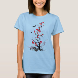 T-shirts Flores Pretas e Vermelhas