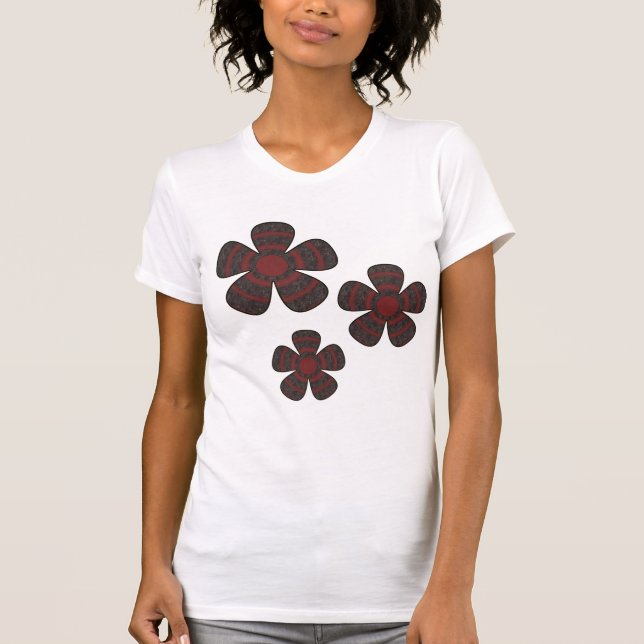 T-shirts flores vermelhas e pretas (Frente)