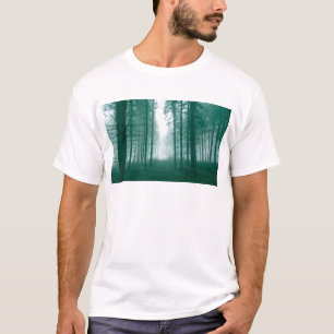 T-shirts Floresta fantasma com neblina em verde