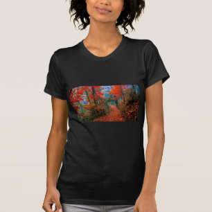 T-shirts Floresta Pintada Chama de Outono Presentes de Aqua