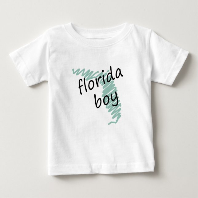 T-shirts Florida Boy on Child's Florida Map Drawing (Frente)