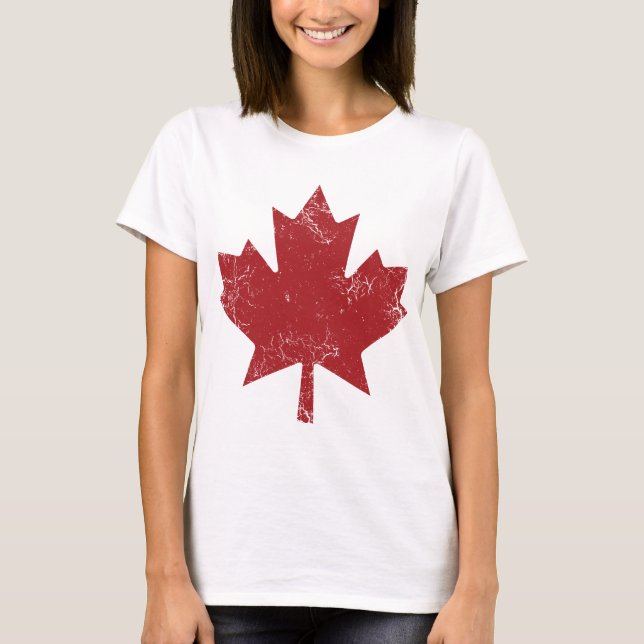 T-shirts Folha de Maple Canadiana (em aflição) (Frente)