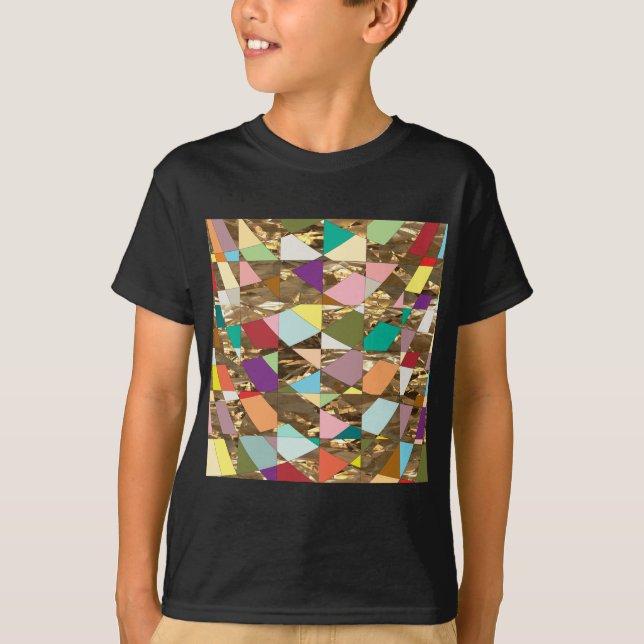 T-shirts Folha de ouro com abstrato (Frente)