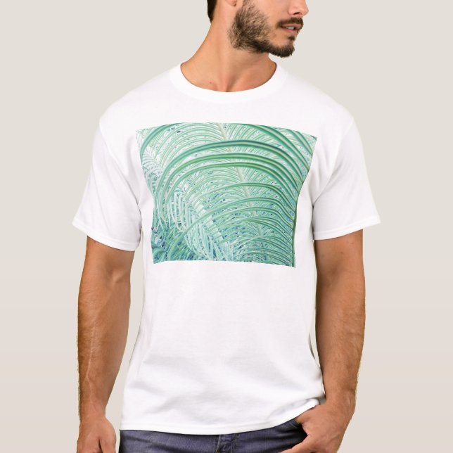 T-shirts Folha de Palma de Planta Verde Suave (Frente)