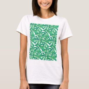 T-shirts Folha tropical monstera verde padrão branco b