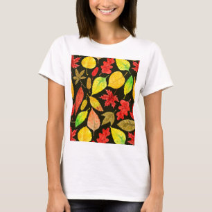 T-shirts Folhas de outono cor d'água escura