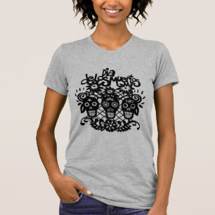 T-shirts Folhas de Papel Preto do Dia de los Muertos