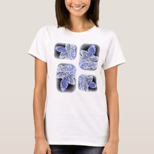T-shirts folhas laçado em t azul & branco
