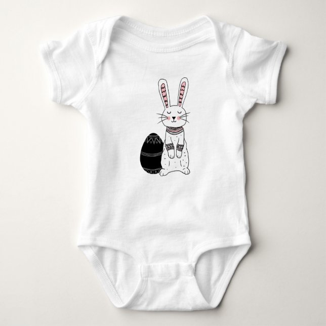 T-shirts Folk Easter Coelho Coelho Bebê Roupa (Frente)